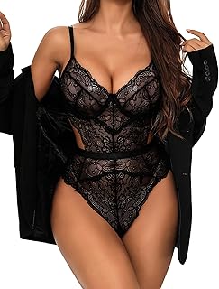 Aranmei Women's Lace Teddy Bodysuit